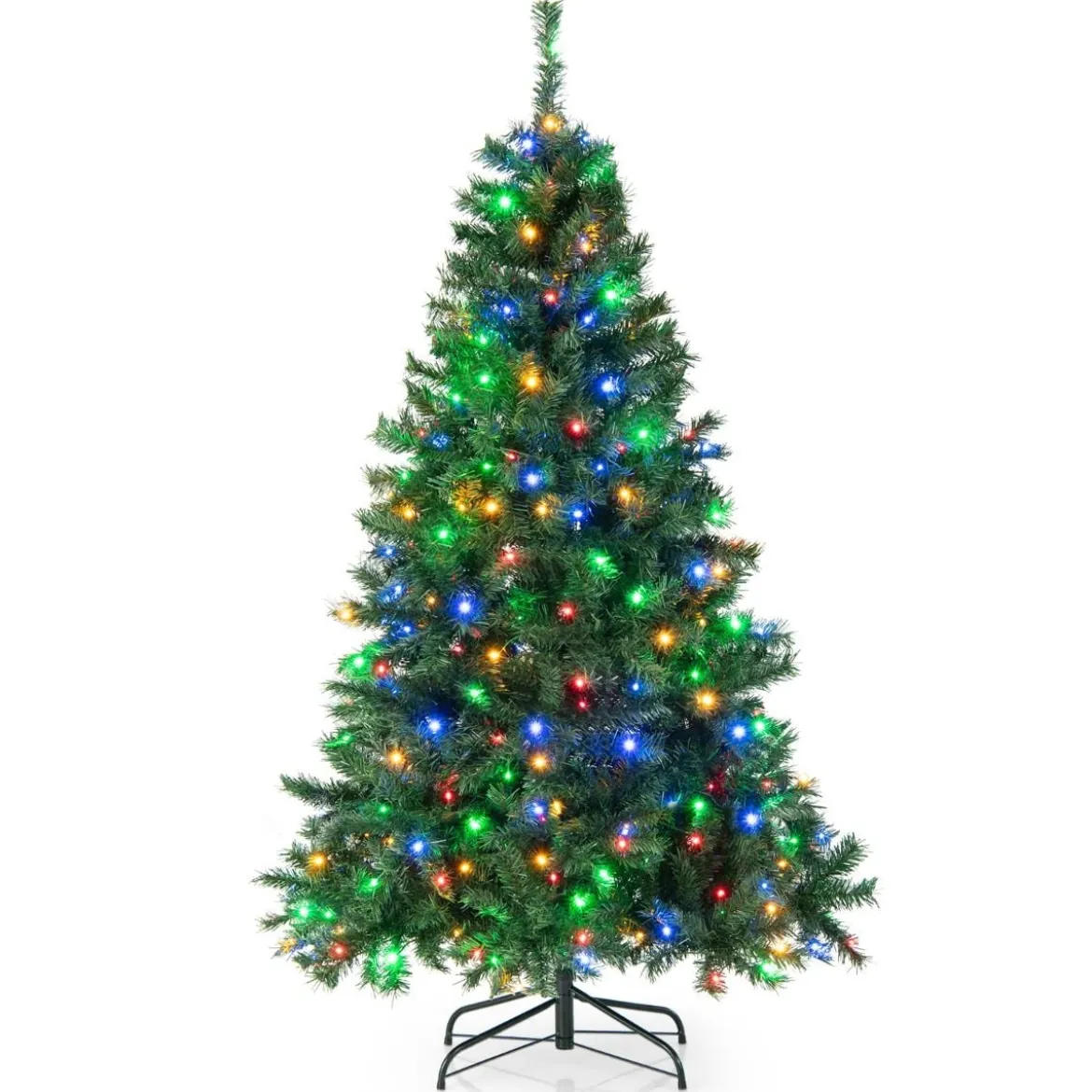 Künstlicher Weihnachtsbaum Beleuchteter Tannenbaum mit LEDs und Metallständer Ø 96 x 183 cm Grün