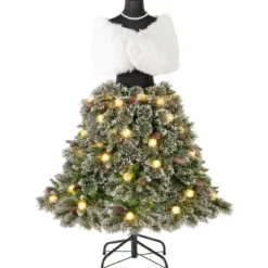 Künstlicher Weihnachtsbaum in Schneiderpuppen Optik mit Schal & Halskette & Beleuchtung