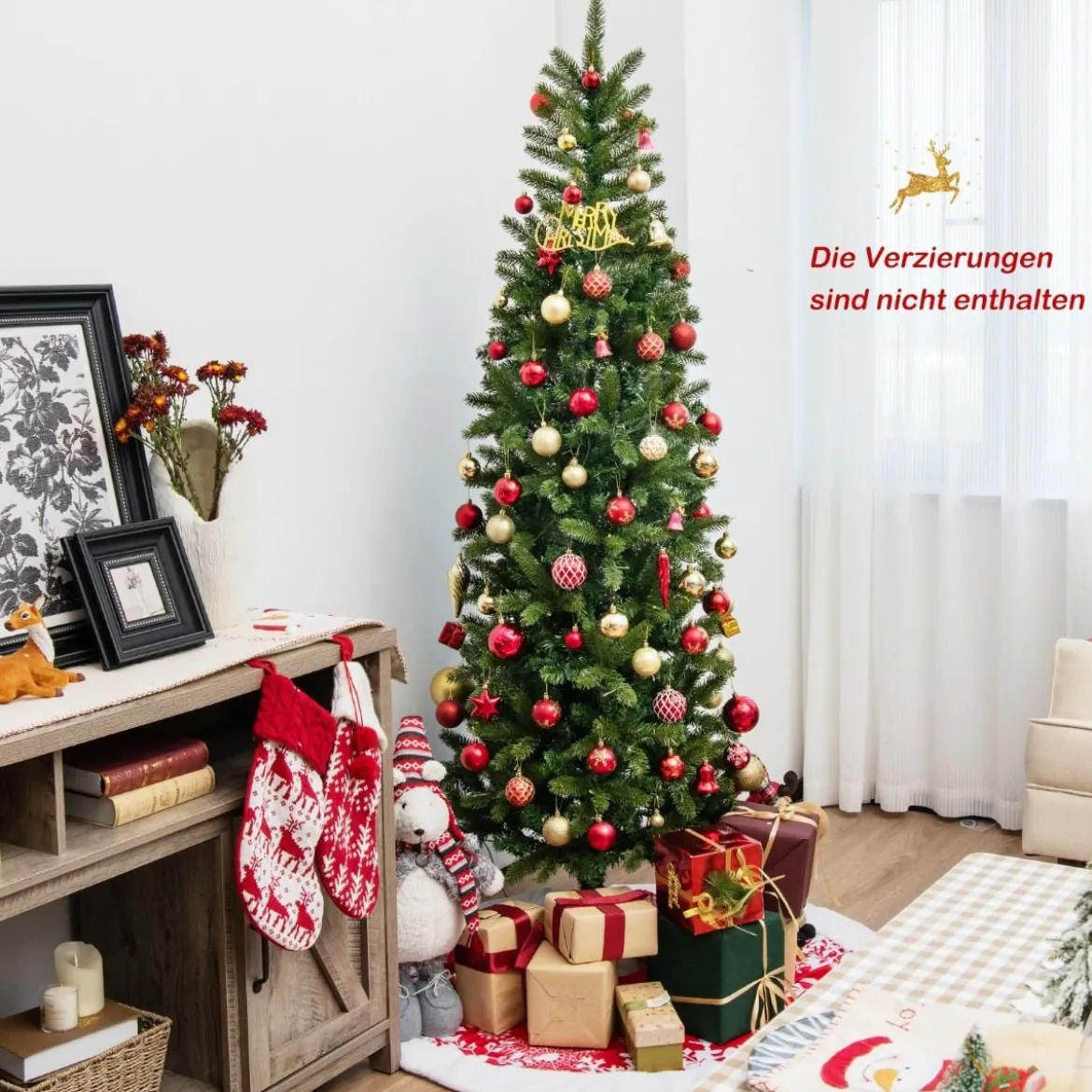 Künstlicher Weihnachtsbaum mit warmweißen & mehrfarbigen LED-Lichtern und 648 dichte Zweigspitzen 180 cm