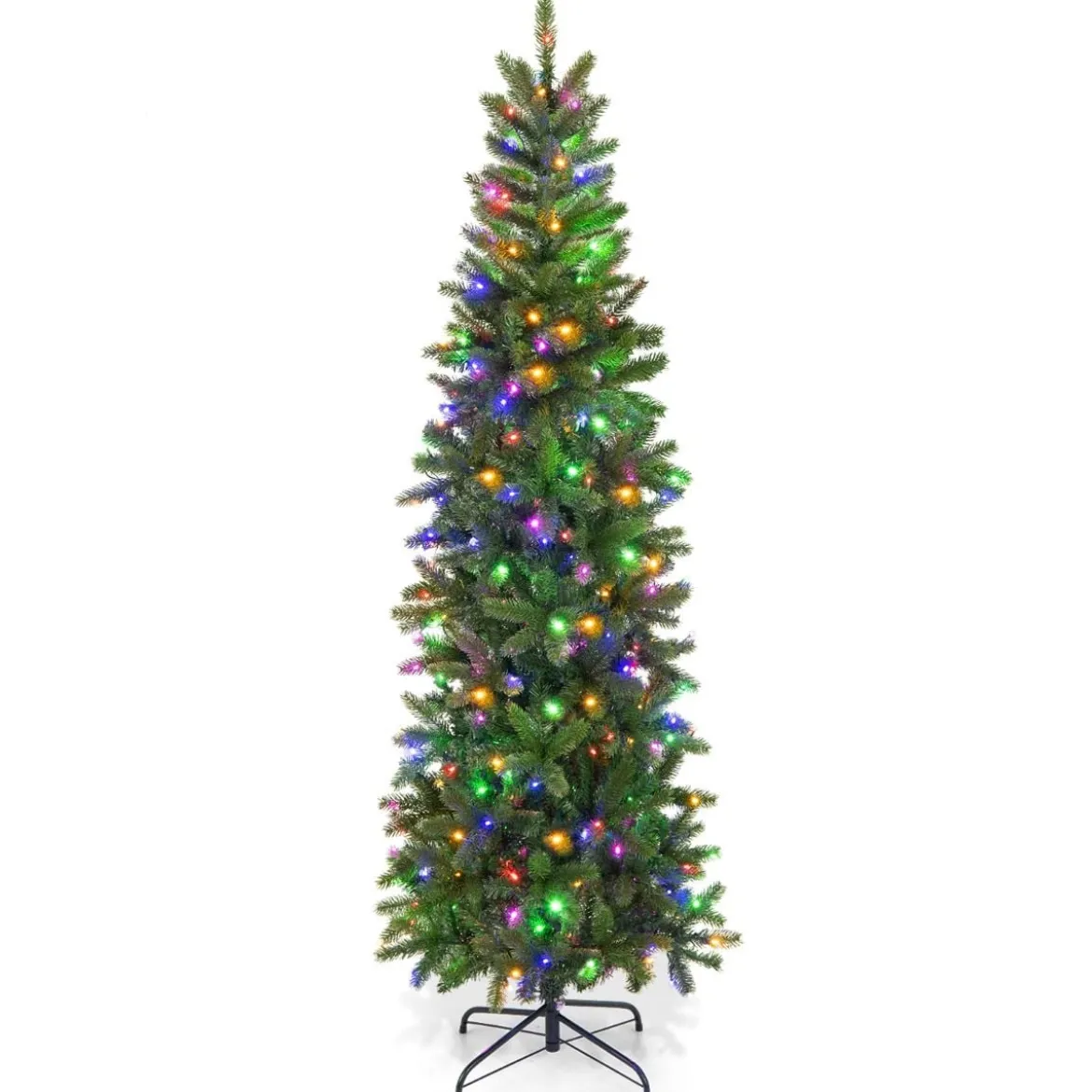 Künstlicher Weihnachtsbaum mit warmweißen & mehrfarbigen LED-Lichtern und 648 dichte Zweigspitzen 180 cm