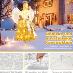 Künstlicher Weihnachtsbaum mit Engelsfigur Weihnachtsdeko mit warmweißen LED-Lichtern