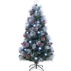 Künstlicher Weihnachtsbaum mit Beleuchtung & Schnee & Sternspitze Tannenbaum Christbaum