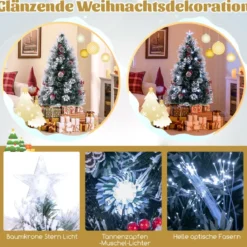 Künstlicher Weihnachtsbaum mit Beleuchtung & Schnee & Sternspitze Tannenbaum Christbaum