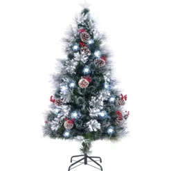 Künstlicher Weihnachtsbaum mit Beleuchtung & Schnee & Sternspitze Tannenbaum Christbaum