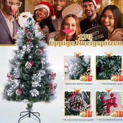 Künstlicher Weihnachtsbaum mit Beleuchtung & Schnee & Sternspitze Tannenbaum Christbaum