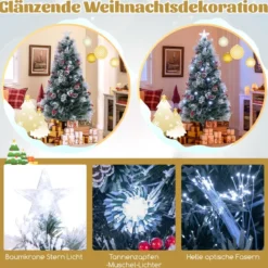 Künstlicher Weihnachtsbaum mit Beleuchtung & Schnee & Sternspitze Tannenbaum Christbaum