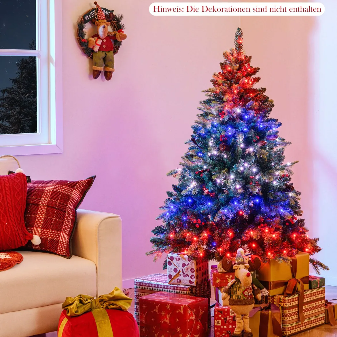 Künstlicher Weihnachtsbaum mit Beleuchtung und Fernbedienung 150 cm Tannenbaum mit 250 APP-gesteuerte mehrfarbige RGB-Lichter