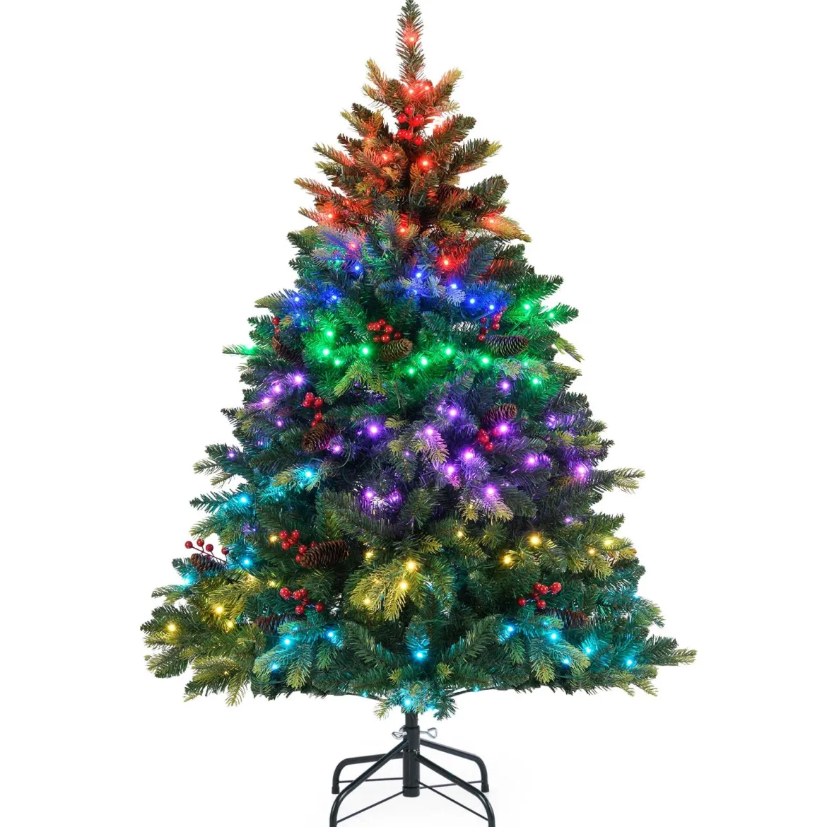 Künstlicher Weihnachtsbaum mit Beleuchtung und Fernbedienung 150 cm Tannenbaum mit 250 APP-gesteuerte mehrfarbige RGB-Lichter