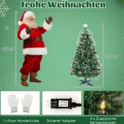 Künstlicher Weihnachtsbaum mit Beleuchtung & Warmweißen LEDs & Roten Beeren & Sternspitze