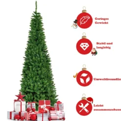 Künstlicher Weihnachtsbaum mit 708 Zweigen und 250 Bunten LED-Lichtern 200 cm