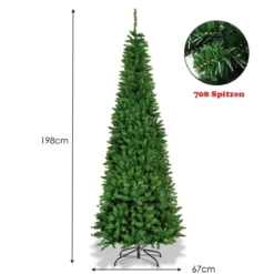 Künstlicher Weihnachtsbaum mit 708 Zweigen und 250 Bunten LED-Lichtern 200 cm
