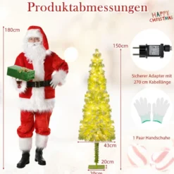 Künstlicher Weihnachtsbaum mit Beleuchtung und Schnee 150 cm Tannenbaum mit biegbarer Spitze
