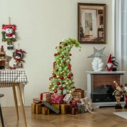 Künstlicher Weihnachtsbaum mit Beleuchtung und Schnee 150 cm Tannenbaum mit biegbarer Spitze