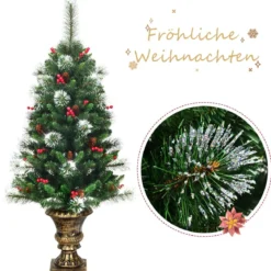 Künstlicher Weihnachtsbaum mit Kiefernzapfen & Roten Beeren 120 cm