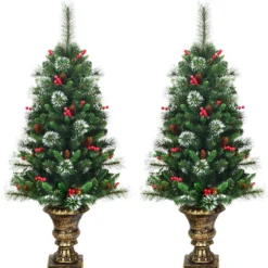 Künstlicher Weihnachtsbaum mit Kiefernzapfen & Roten Beeren 120 cm