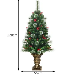 Künstlicher Weihnachtsbaum mit Kiefernzapfen & Roten Beeren 120 cm