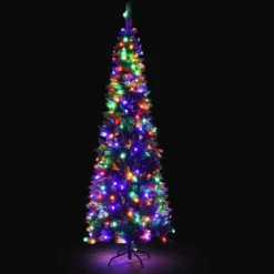 Künstlicher Weihnachtsbaum mit 1085 Zweigen und 350 Bunten LED-Lichtern 225 cm