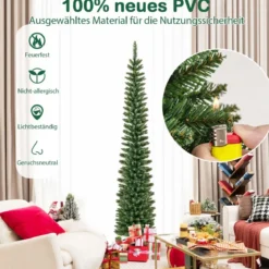 Künstlicher Weihnachtsbaum mit LED-Lichtern Schlanker Christbaum Beleuchteter Festbaum