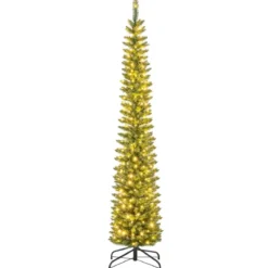 Künstlicher Weihnachtsbaum mit LED-Lichtern Schlanker Christbaum Beleuchteter Festbaum