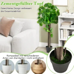 Künstlicher Zierapfelbaum im Topf mit Echtem Holzstamm & Verstellbaren Zweigen Kunstpflanze