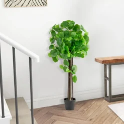 Künstlicher Zierapfelbaum im Topf mit Echtem Holzstamm & Verstellbaren Zweigen Kunstpflanze