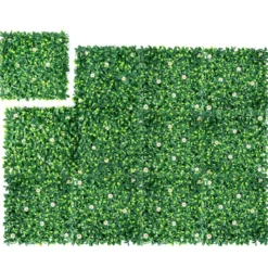Künstliches Pflanzenwand Hecke Efeublättern Sichtschutz Heckenpflanze Windschutz Grüne Hecke 50 x 50 cm