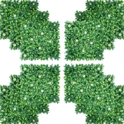 Künstliches Pflanzenwand Hecke Efeublättern Sichtschutz Heckenpflanze Windschutz Grüne Hecke 50 x 50 cm