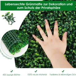 Künstliches Pflanzenwand künstliche Buchsbaum-Teile 50 x 50 cm Grün
