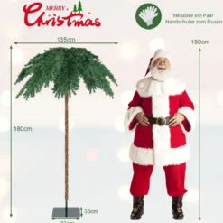 Künstliche Tropische Weihnachtspalme mit 250 Warmweißen LED-Lichtern & 813 Zweigspitzen 180 cm
