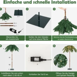 Künstliche Tropische Weihnachtspalme mit 250 Warmweißen LED-Lichtern & 813 Zweigspitzen 180 cm