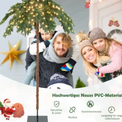 Künstliche Tropische Weihnachtspalme mit 250 Warmweißen LED-Lichtern & 813 Zweigspitzen 180 cm