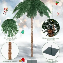 Künstliche Tropische Weihnachtspalme mit 250 Warmweißen LED-Lichtern & 813 Zweigspitzen 180 cm