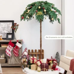 Künstliche Tropische Weihnachtspalme mit 250 Warmweißen LED-Lichtern & 813 Zweigspitzen 180 cm
