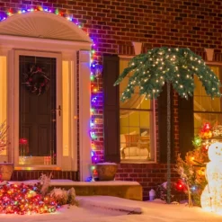 Künstliche Tropische Weihnachtspalme mit 250 Warmweißen LED-Lichtern & 813 Zweigspitzen 180 cm