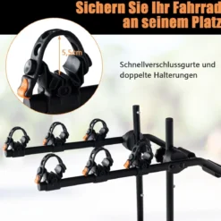Kofferraum Fahrradträger für 3 Fahrräder mit Verstellbarer Länge & Winkel Stabiler Heckklappenträger
