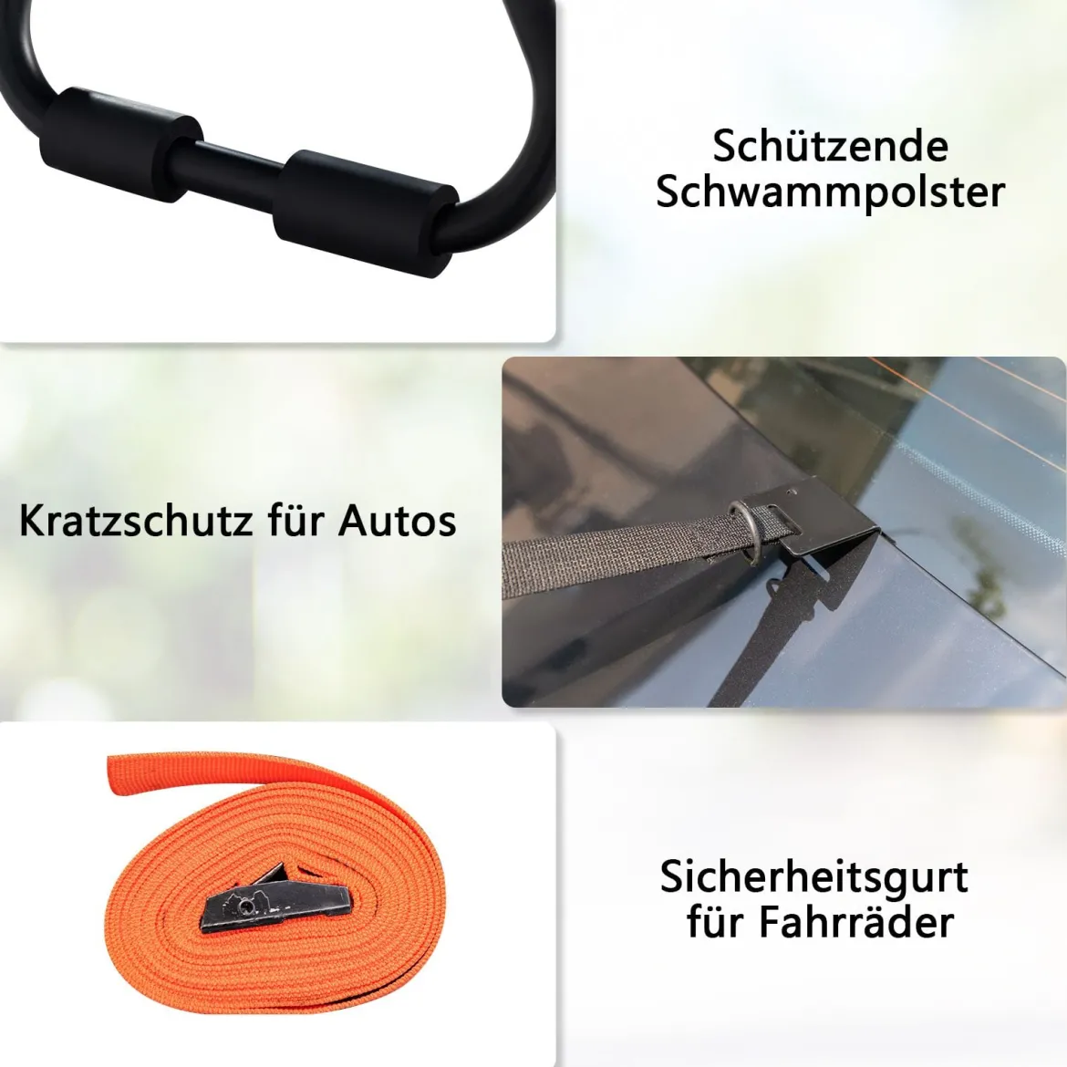 Kofferraum Fahrradträger für 3 Fahrräder mit Verstellbarer Länge & Winkel Stabiler Heckklappenträger