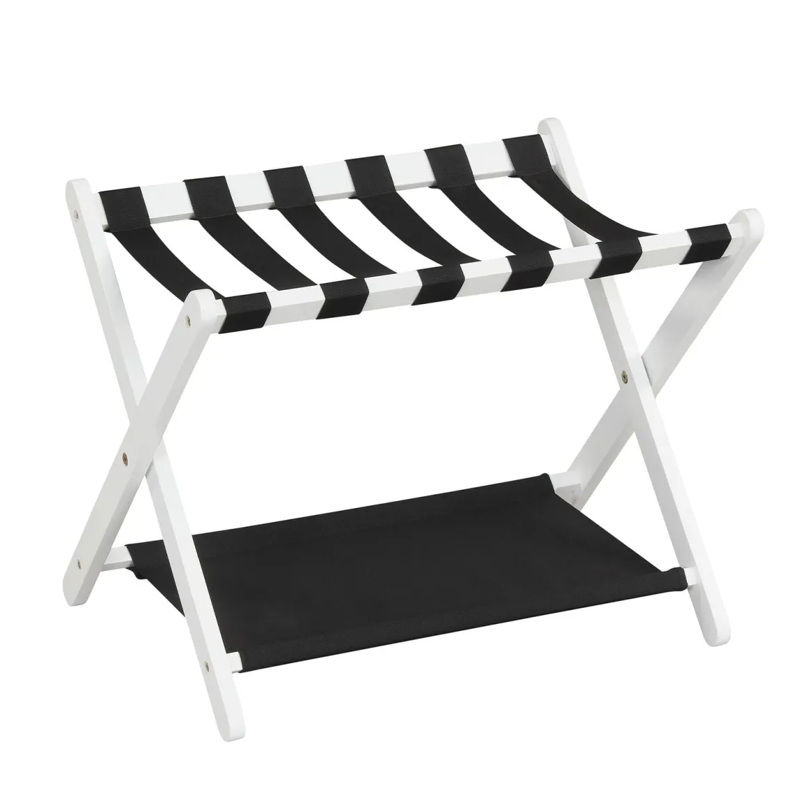Kofferständer Klappbar Gepäckständer aus Gummibaumholz mit 2 Ablagen 67 x 46 x 52 cm Weiß