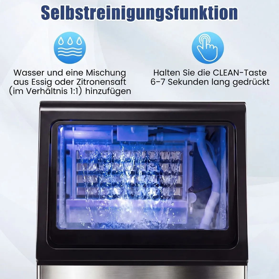 Kommerzielle Eiswürfelmaschine Eiswürfelbereiter 50 kg/24 Std. mit 11 kg Eislagerkapazität