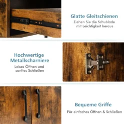 Kommode Bodenschrank mit 2 Türen & 1 Schublade Sideboard aus Holz 76 x 40 x 78 cm Braun