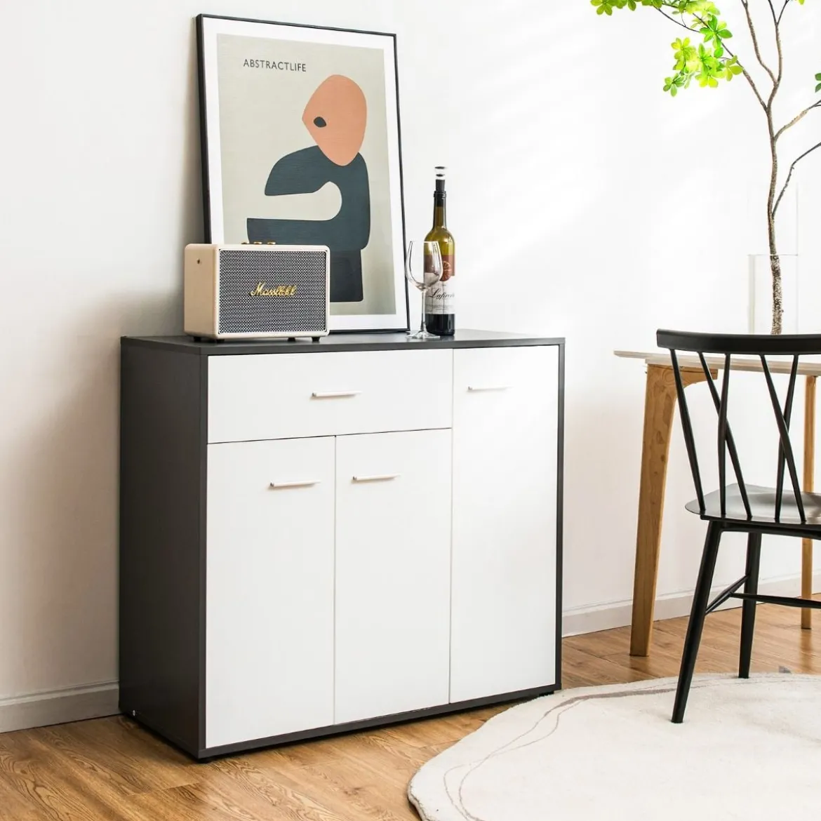 Kommode Küche Buffetschrank mit Schublade Küchenschrank mit verstellbarem Regal 88 x 40 x 80 cm