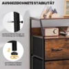 Kommode mit 4 Faltbaren Stoffschubladen & Metallrahmen Industriell Sideboard 60 x 39 x 96 cm