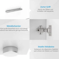 Kommode mit Schublade Holzschrank mit Verstellbaren Einlegeböden 90 x 29 x 82 cm Weiß
