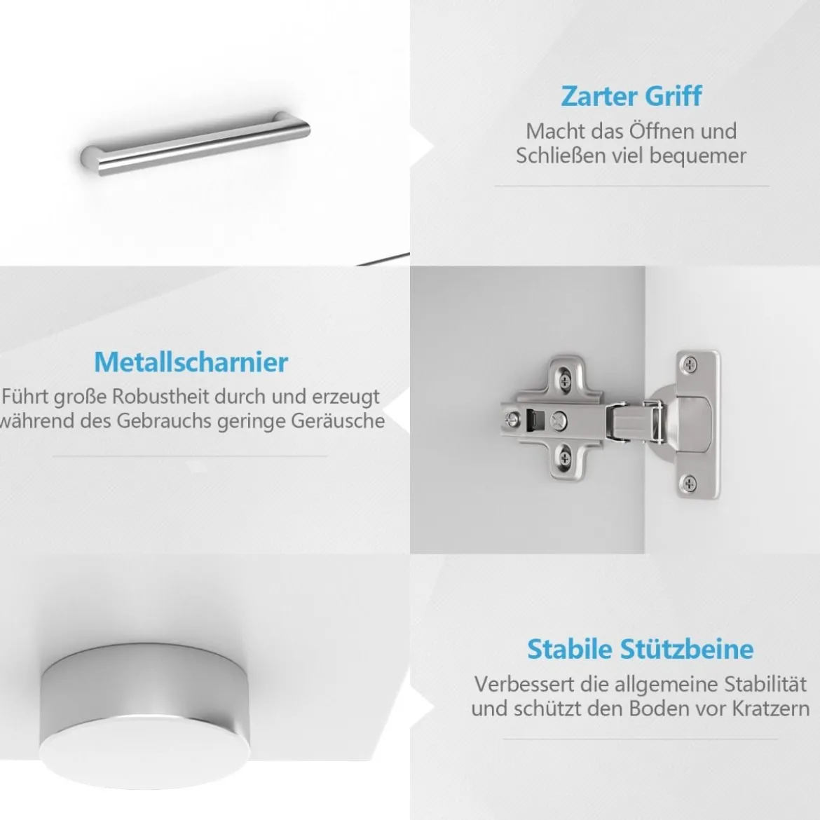 Kommode mit Schublade Holzschrank mit Verstellbaren Einlegeböden 90 x 29 x 82 cm Weiß