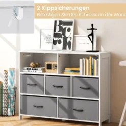 Kommode mit 5 Schubladen Aufbewahrungsschrank mit offenen Regalen 100 x 30 x 78 cm