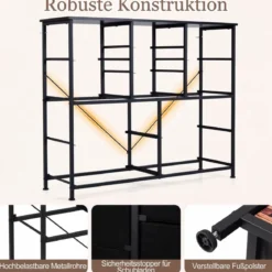 Kommode mit 11 Schubladen Schubladenschrank mit Stoffkommode & Metallrahmen & Holzoberfläche