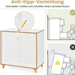 Kommode mit Schubladen Sideboard Holz Schubladenschrank für Schlafzimmer 75 x 42 x 75 cm Grau