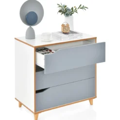 Kommode mit Schubladen Sideboard Holz Schubladenschrank für Schlafzimmer 75 x 42 x 75 cm Grau