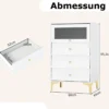 Kommode mit 3 Schubladen Sideboard mit hochklappbarer Glastür Aufbewahrungsschrank Weiß