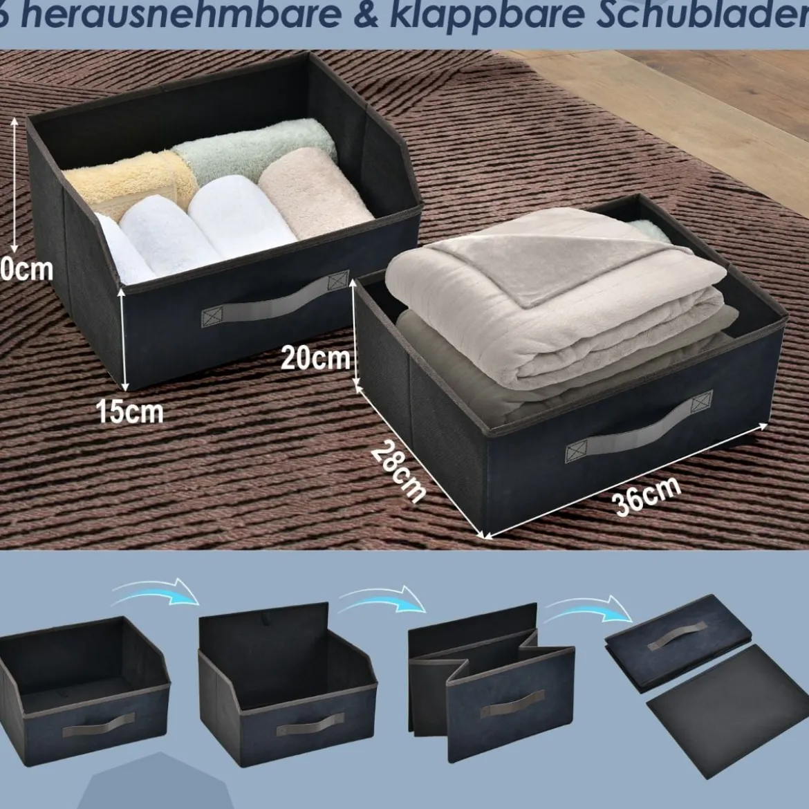 Kommode mit 6 Stoffschubladen Stoffkommode mit Kippsicherem Design 80 x 30 x 71 cm