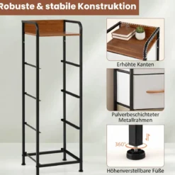 Kommode mit 4 Stoffschubladen Schubladenschrank mit Metallrahmen Holzgriffen & Erhöhte Umrandung
